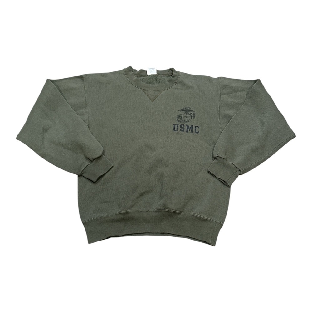 Vintage MJ Soffe USMC Sweatshirt Mens Small Green Made iUSA Marine Corps READ